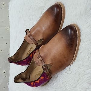 Toco Madera Brown Leather Blanket Patterned Shoes